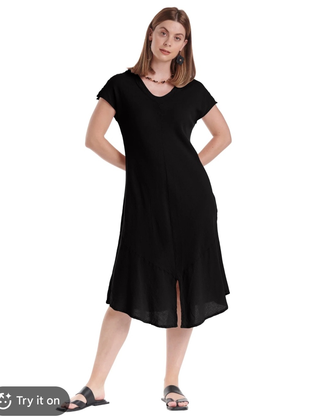 OH MY GAUZE Kaley Black Cotton Midi Dress Women's Size 3 US (XL)